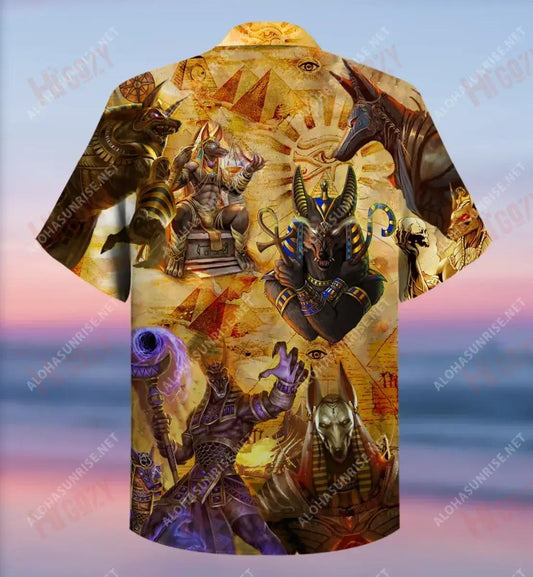 The Egyptian God Anubis Short Hawaiian Shirt Ocean Tropical Shirts Tactical Hawaiian Shirt Hawaiian Shirt Pattern, Hawaiian Shirt Gift, Christmas Gift