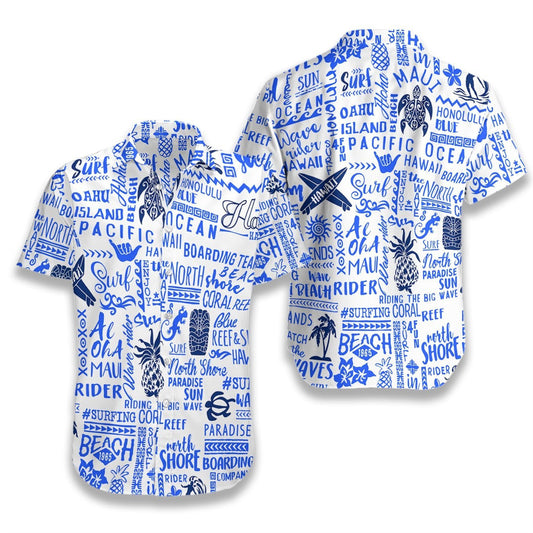 Surfing On White Skin Pattern Hawaiian Shirt, Hawaiian Shirt Gift, Christmas Gift