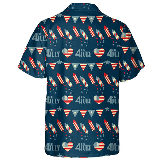 Decorated With Fireworks Triangle Flags For American Independence Day Hawaiian Shirt, Hawaiian Shirt Gift, Christmas Gift