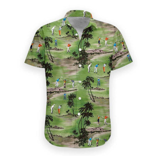 Golf And Tree Crazy Ornamental Hawaiian ShirtHawaiian Shirt Gift, Christmas Gift