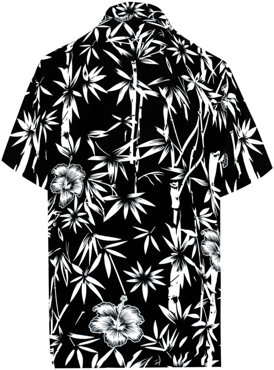 Black And White Hibiscus Flowers And Bamboo Plants Hawaiian Shirt, Hawaiian Shirt Gift, Christmas Gift