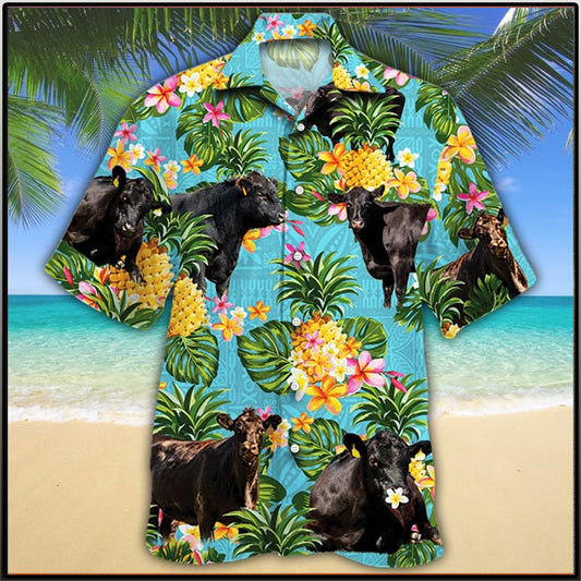 Black Angus Cattle Pineapple Hawaiian Shirt,Hawaiian Shirt Gift, Christmas Gift