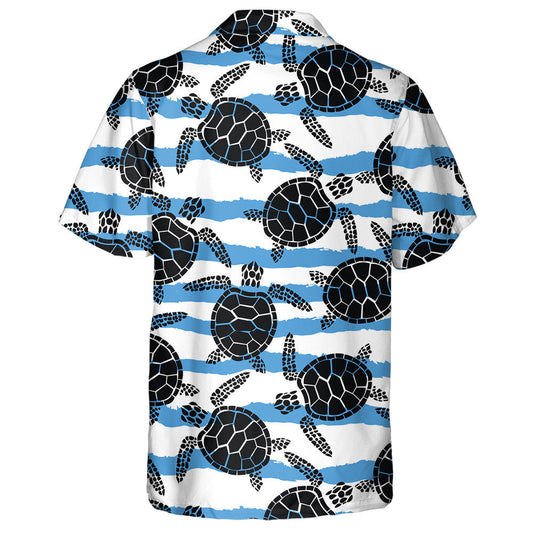 Turtles Blue Gray And White Colors Grunge Texture Hawaiian Shirt, Hawaiian Shirt Gift, Christmas Gift