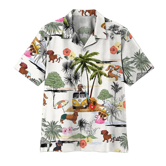 Summer And Dachshund Nice Ornamental Hawaiian Shirt, Hawaiian Shirt Gift, Christmas Gift