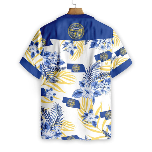 Nebraska Proud On White Background Pattern Hawaiian Shirt, Hawaiian Shirt Gift, Christmas Gift