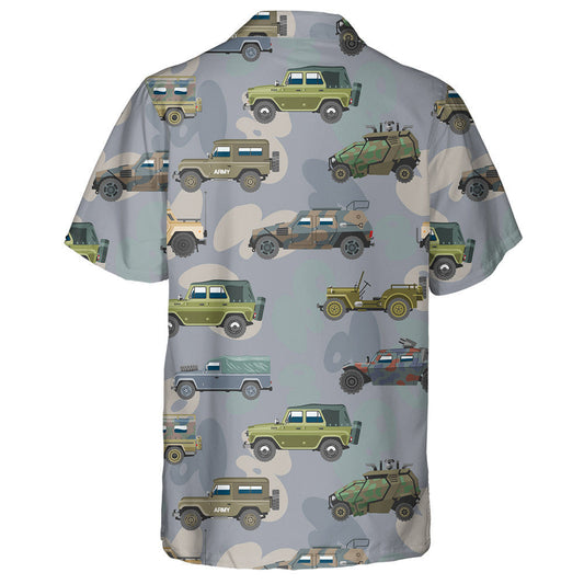 Army Military Vehicle Car Armored Camo Background Hawaiian Shirt, Hawaiian Shirt Gift, Christmas Gift
