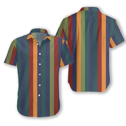 Colorful Vintage Vertical Stripe Pattern Nice Design Hawaiian Shirt, Hawaiian Shirt Gift, Christmas Gift