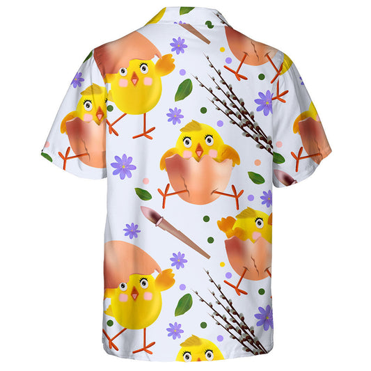 Chicken In Egg Shell With Flowers And Pussy willow Hawaiian Shirt, Hawaiian Shirt Gift, Christmas Gift