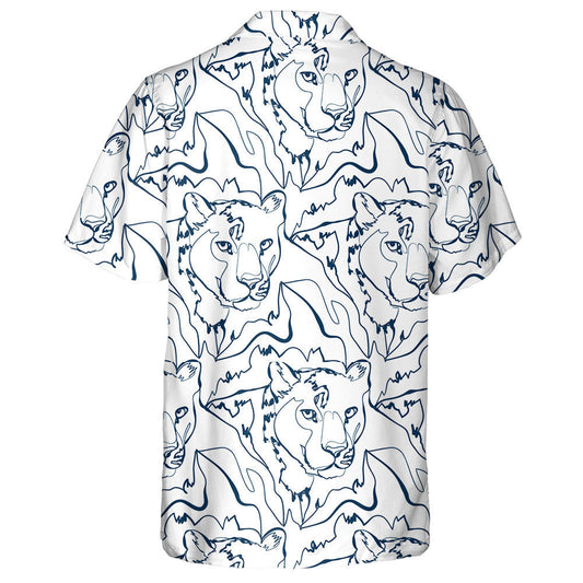 Wild Animals Jungle African Leopard With Art Line Hawaiian Shirt, Hawaiian Shirt Gift, Christmas Gift