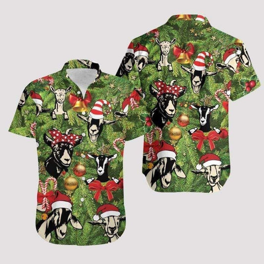 Cattle Farm Awesome Goat On Christmas Design Hawaiian Shirt, Hawaiian Shirt Gift, Christmas Gift