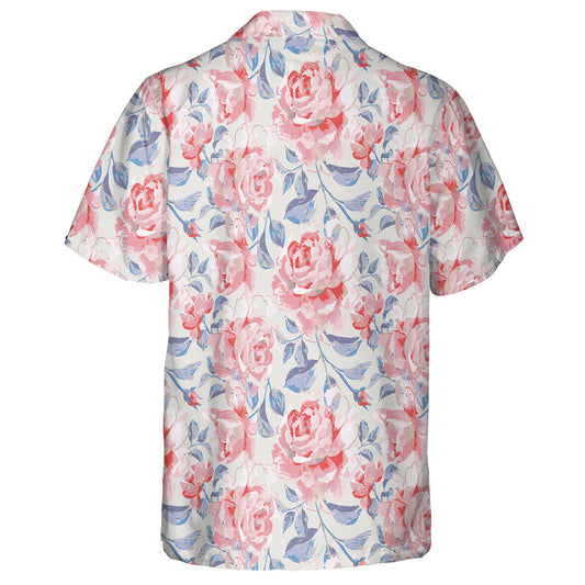 Painting Pattern With Roses Flower Buds And Leaves Hawaiian Shirt, Hawaiian Shirt Gift, Christmas Gift