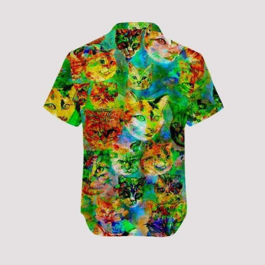 Christmas Cat Art So Cute Hawaiian Shirt Colorful Design, Hawaiian Shirt Gift, Christmas Gift