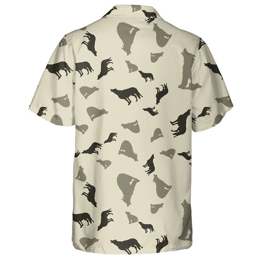 Silhouettes Of Howling Wolf On A Brown Background Hawaiian Shirt, Hawaiian Shirt Gift, Christmas Gift