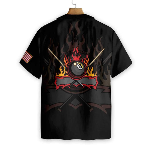 Flame Eight Number Ball Billiard Pool Black Hawaiian Shirt, Hawaiian Shirt Gift, Christmas Gift