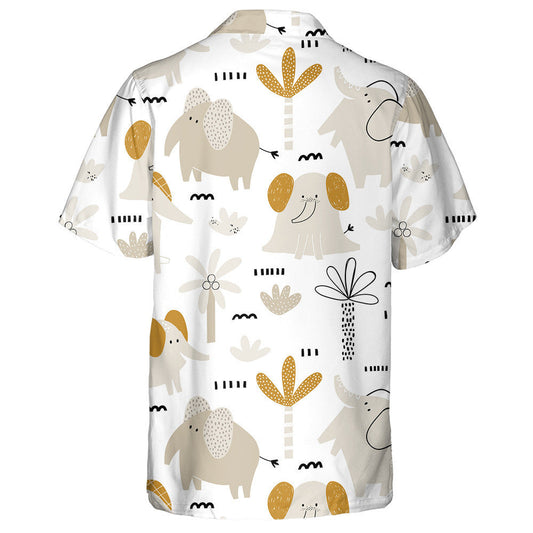 Funny Elephant In Different Poses With Tropical Plant Hawaiian Shirt, Hawaiian Shirt Gift, Christmas Gift