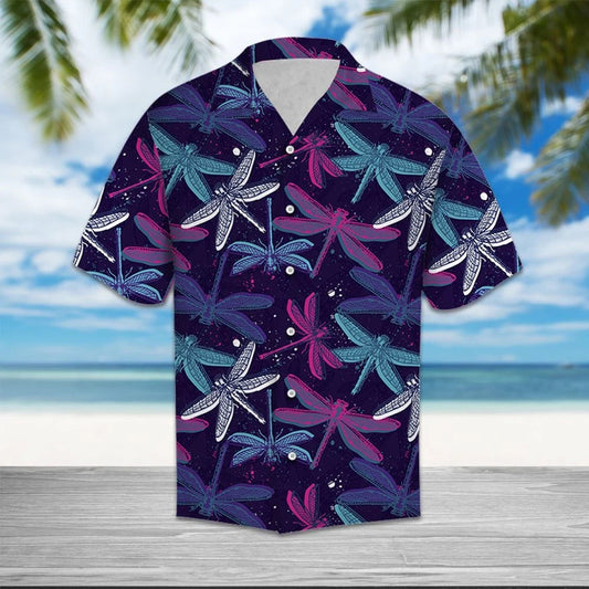 Blue And Purple Dragon Flying In Galaxy Sky Hawaiian Shirt, Hawaiian Shirt Gift, Christmas Gift