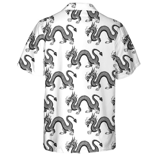Black Dragon In Circle Isolate On White Background Hawaiian Shirt, Hawaiian Shirt Gift, Christmas Gift