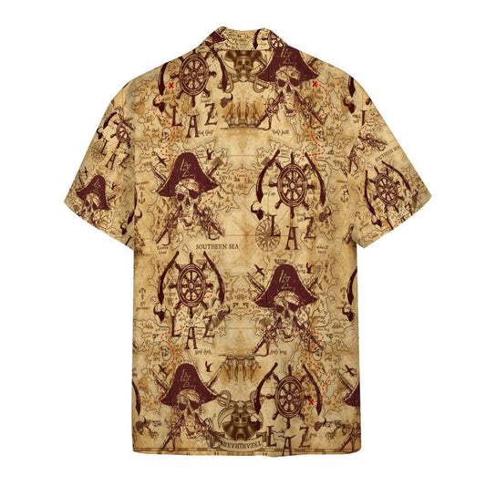 Pirate Skull Tropical Background Design Hawaiian Shirt,Hawaiian Shirt Gift, Christmas Gift