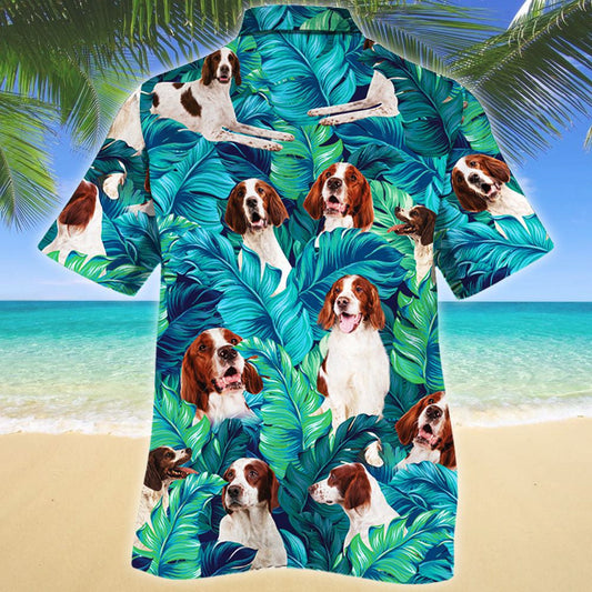 Irish Red And White Setter Dog Tropical Leave Hawaiian Shirt, Hawaiian Shirt Gift, Christmas Gift