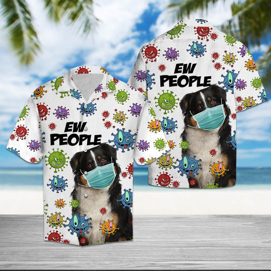 Australian Shepherd Wearing Mask Ew People Pattern Hawaiian Shirt, Hawaiian Shirt Gift, Christmas Gift