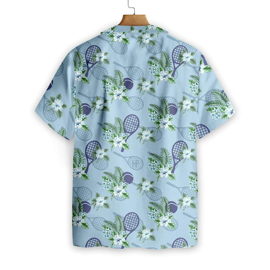 Tropical Tennis 5 On Blue Background Design Hawaiian Shirt, Hawaiian Shirt Gift, Christmas Gift