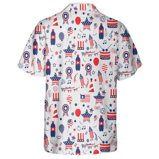 Awesome Illustration Icons In The Flag Of USA Pattern Hawaiian Shirt, Hawaiian Shirt Gift, Christmas Gift