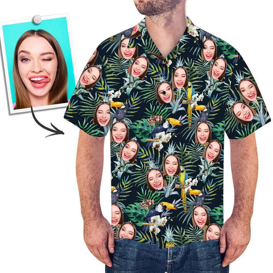 Toucan In Jungle Custom Photo Hawaiian Shirt,Hawaiian Shirt Gift, Christmas Gift