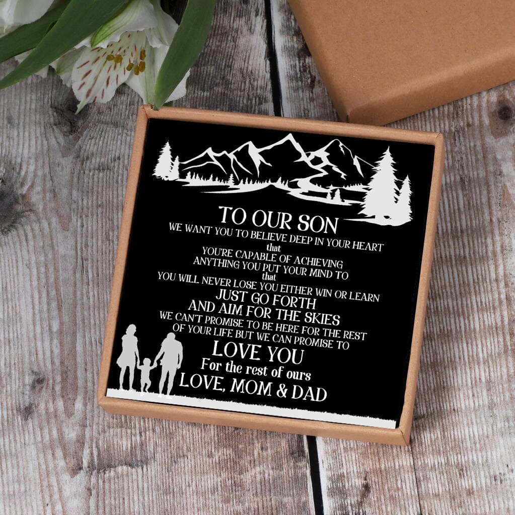 To Our Son - We Love You For The Rest Of Mine Black Beaded Bracelets For Men
