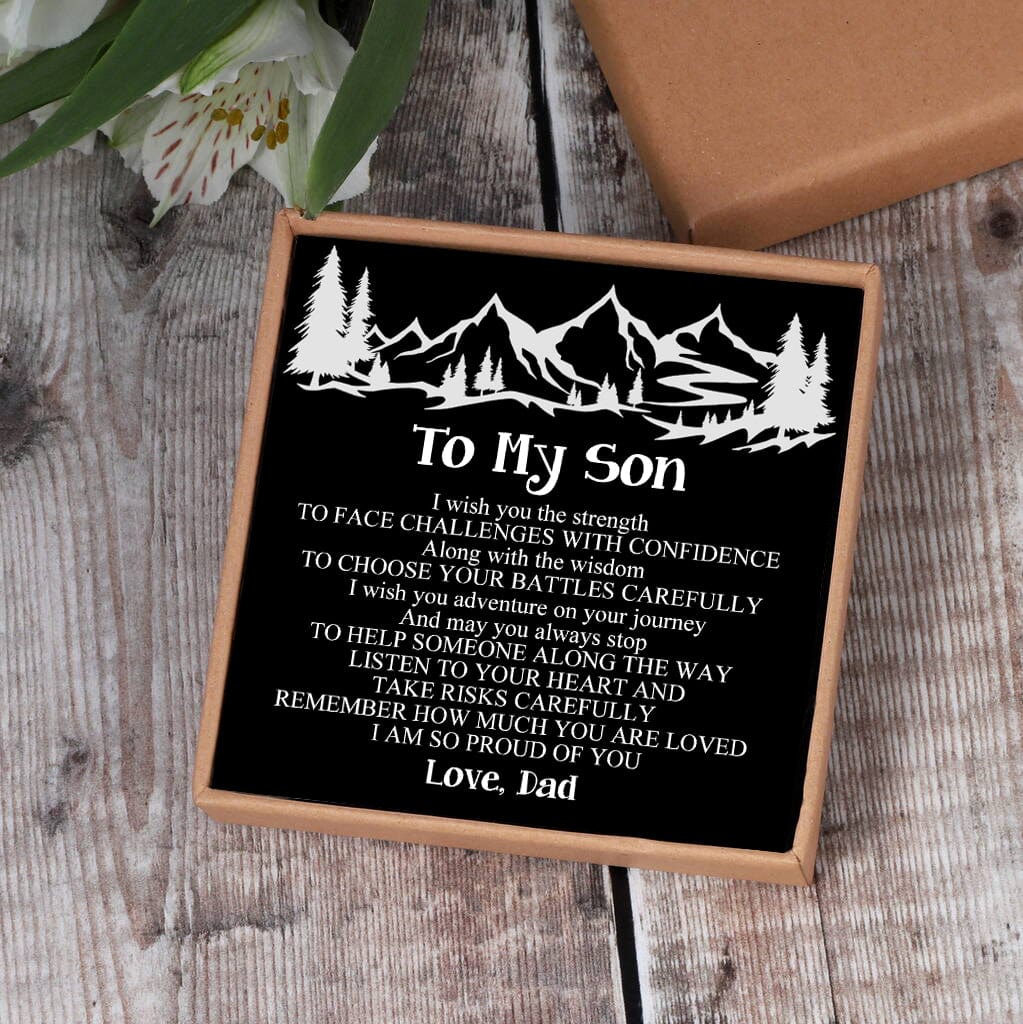 Dad To Son - I Am So Proud Of You Black Beaded Bracelets For Men