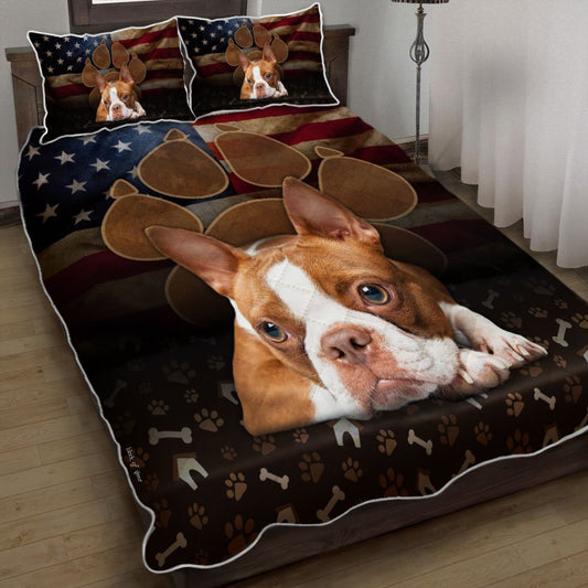Boston Terrier Dog Paw Quilt Bedding Set Bedroom Set Bedlinen 3D,Bedding Christmas Gift,Bedding Set Christmas