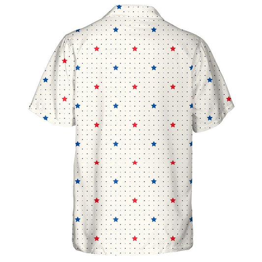 Design Polka Dots Background With Red And Blue Stars Hawaiian Shirt, Hawaiian Shirt Gift, Christmas Gift