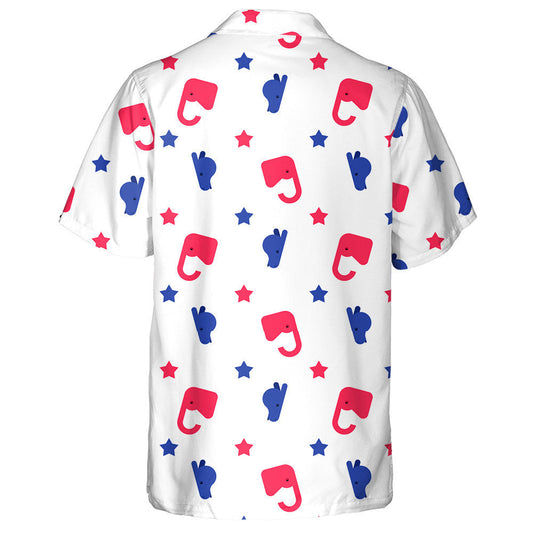 Democrat And Republican Background Elephant And Donkey Pattern Hawaiian Shirt, Hawaiian Shirt Gift, Christmas Gift