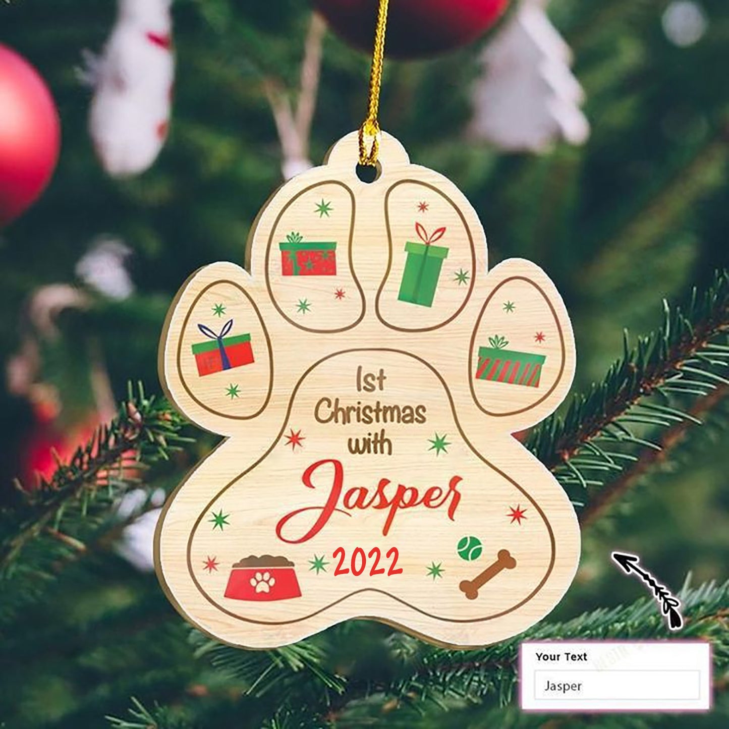 Christmas With Dog Custom Ornament, Christmas Ornament Gift,Christmas Gift,Christmas Decoration