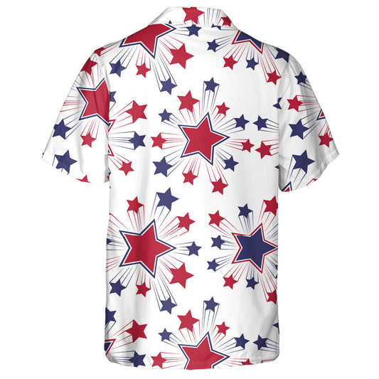 Patriotic Bright American Stars Symbols On White Background Hawaiian Shirt, Hawaiian Shirt Gift, Christmas Gift