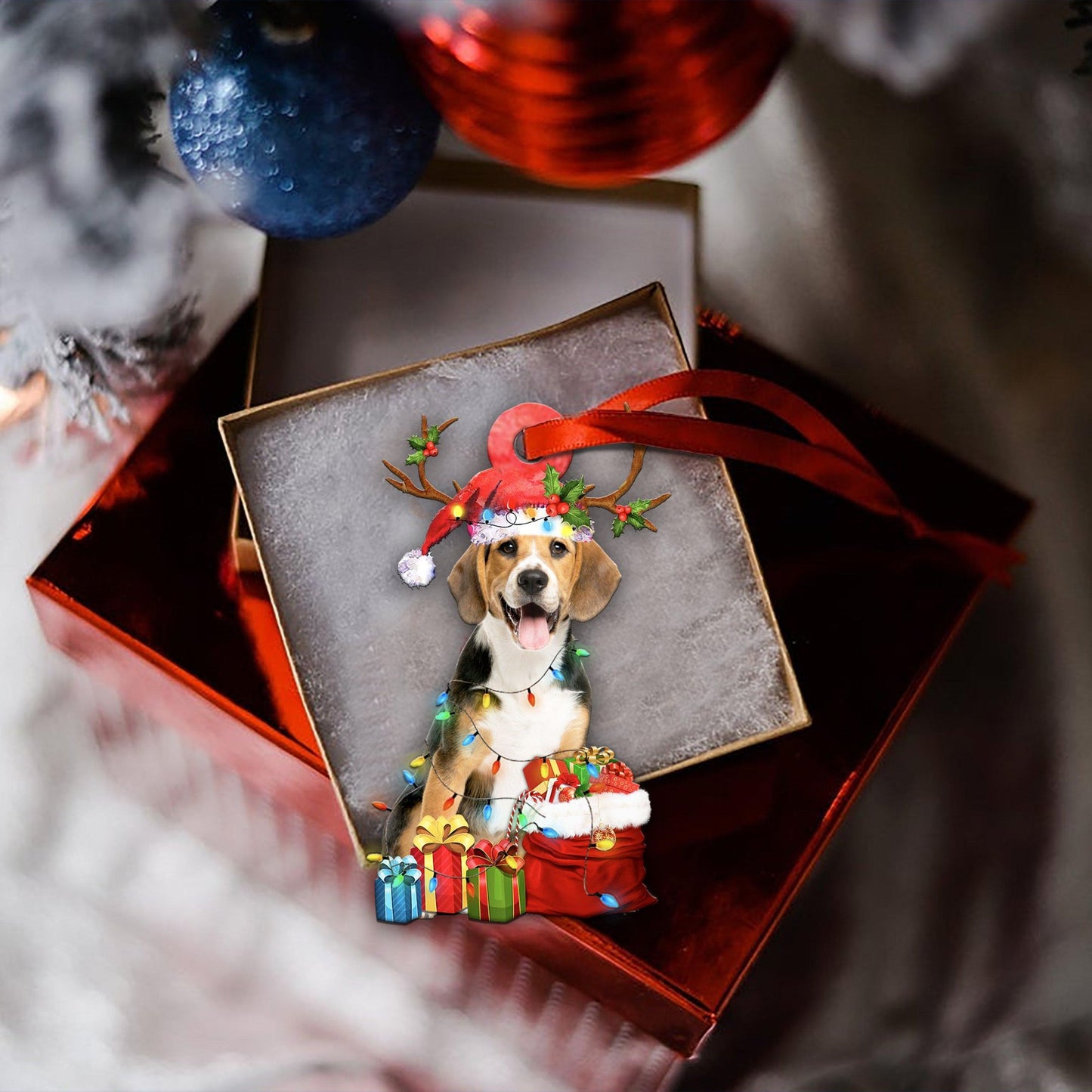 Beagle Christmas Light Shape Ornament, Christmas Ornament Gift, Christmas Gift, Christmas Decoration