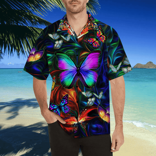 Colorful Butterfly Unisex Hawaiian Shirts Summer Shirt Party, Hawaiian Shirt Gift, Christmas Gift
