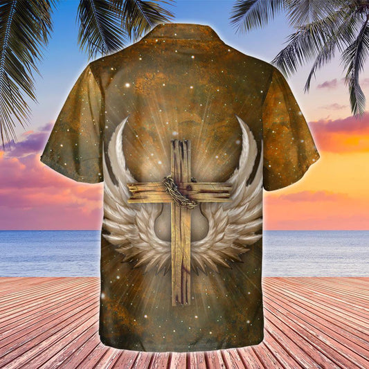 I Need Jesus Cross With Angel Wings Hawaiian Shirt, Hawaiian Shirt Gift, Christmas Gift