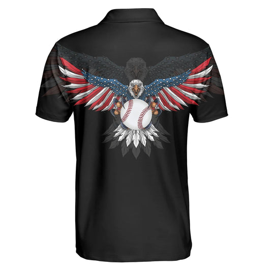 Baseball Fire American Flag Eagles Black Theme Polo Hawaiian Shirt, Hawaiian Shirt Gift, Christmas Gift