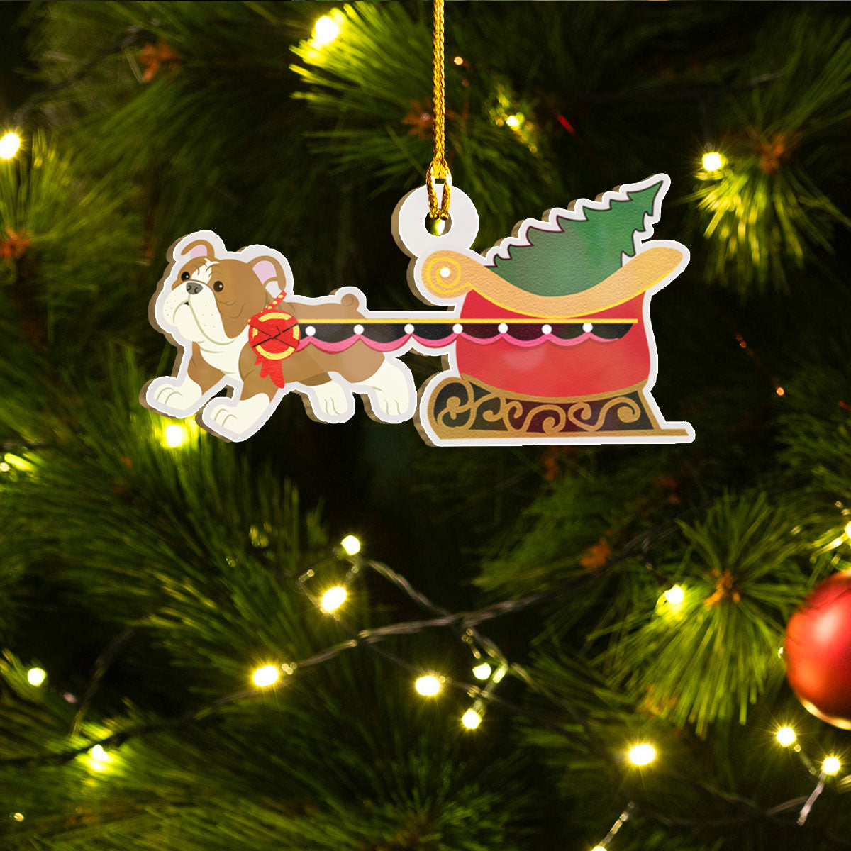Merry Xmas Bulldog Ornament Set, Merry Woofmas Ornament Set, Funny Xmas Ornament Family Gift Idea For Dog Lover
