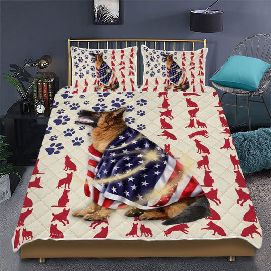German Shepherd Dog Wrapped In Glory Quilt Bedding Set Bedroom Set Bedlinen 3D ,Bedding Christmas Gift,Bedding Set Christmas