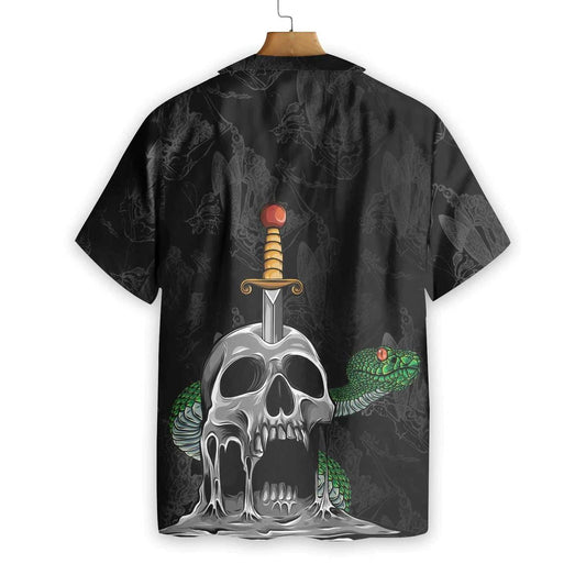 Creepy Night Scene Skull And Snake Gothic Hawaiian Shirt, Hawaiian Shirt Gift, Christmas Gift