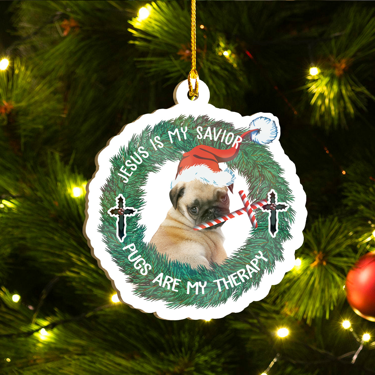 Merry Pugmas Ornaments Set, Merry Woofmas Ornaments, Funny Christmas Ornaments Family Gift Idea For Pug Lover