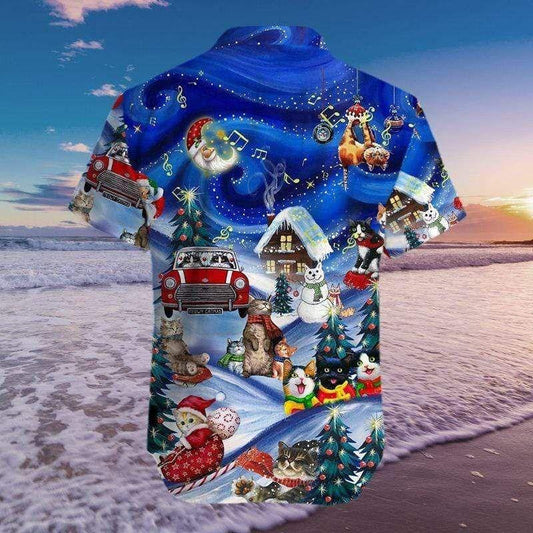 Jolly Cats Christmas Activities Themed Vintage Style Design Hawaiian Shirt, Hawaiian Shirt Gift, Christmas Gift