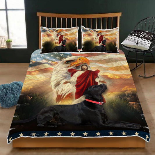 Black Labrador Dog Jesus Eagle Quilt Bedding Set Bedroom Set Bedlinen 3D ,Bedding Christmas Gift,Bedding Set Christmas
