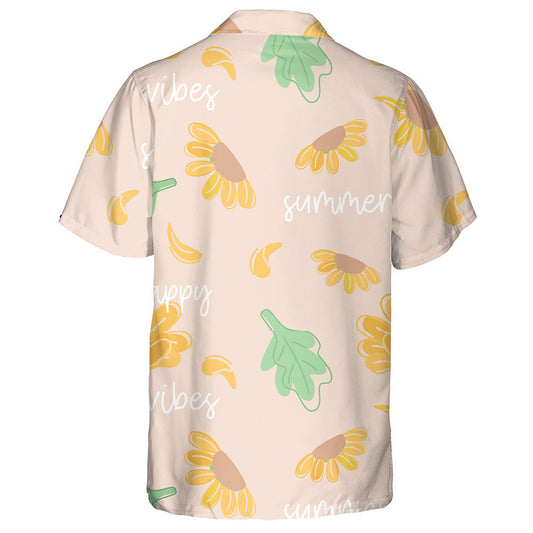 Happy Summer Vibes Sunflowers Piece On Pink Background Hawaiian Shirt, Hawaiian Shirt Gift, Christmas Gift