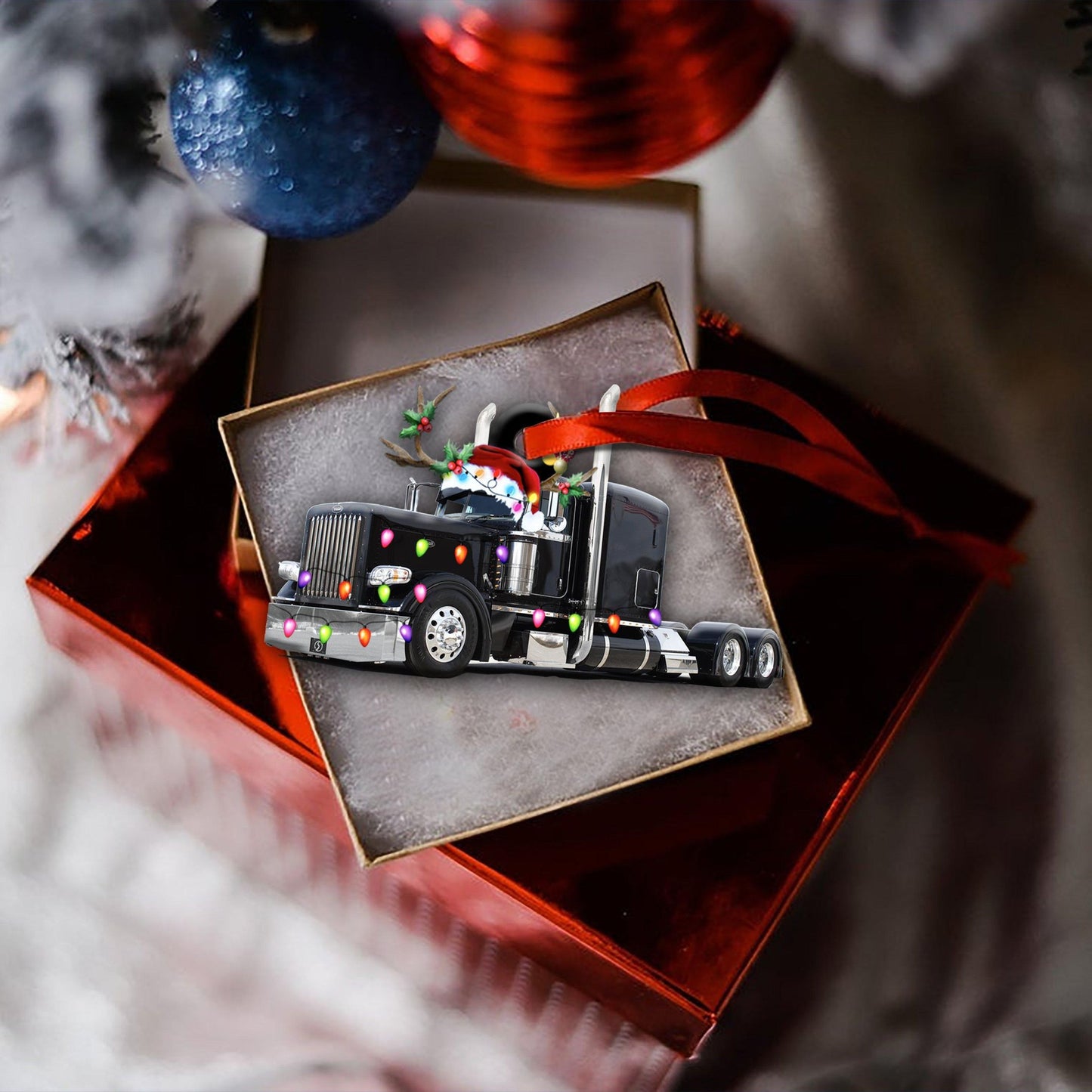 Black Truck Shape Ornament, Christmas Ornament Gift, Christmas Gift, Christmas Decoration