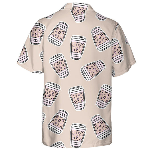 Modern Trendy Leopard Spots On Coffee Plastic Cup Hawaiian Shirt, Hawaiian Shirt Gift, Christmas Gift