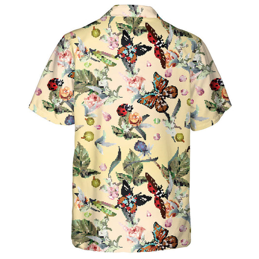 Theme Summer With Hand Drawn Butterflies And Flowers Hawaiian Shirt, Hawaiian Shirt Gift, Christmas Gift