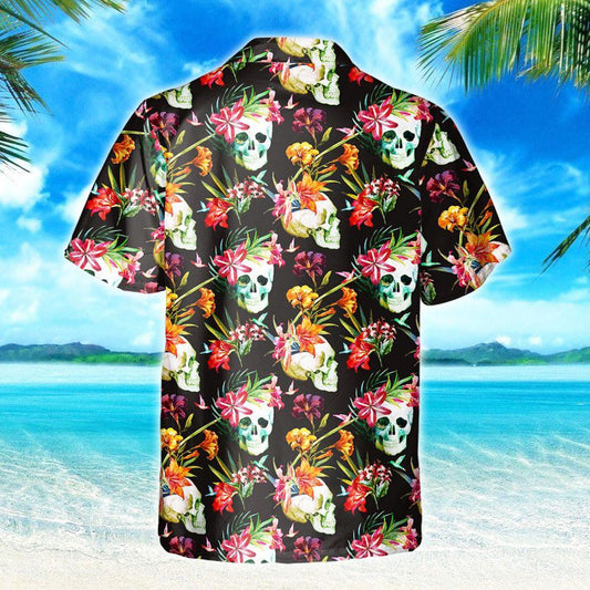 Flower Design Hawaiian Shirt Skull I Am The Storm, Hawaiian Shirt Gift, Christmas Gift
