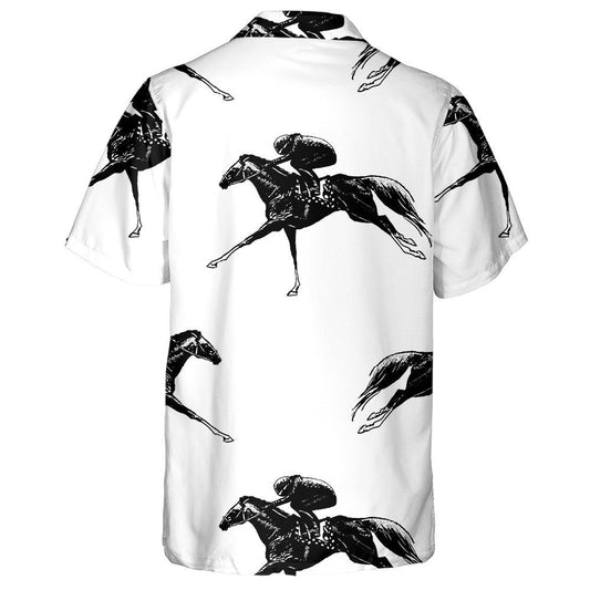 Hand Drawn Sketch Of Horsemen In Horse Races Hawaiian Shirt, Hawaiian Shirt Gift, Christmas Gift